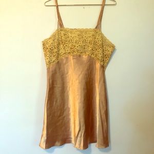 Vtg satin & lace slip / nighty w/ braided straps